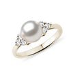 AKOYA PEARL AND DIAMOND YELLOW GOLD RING - PEARL RINGS - PEARL JEWELRY