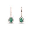 EMERALD AND DIAMOND HALO EARRINGS IN ROSE GOLD - EMERALD EARRINGS - EARRINGS