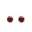 BOUCLES D'OREILLES EN OR ROSE AVEC RHODOLITES - BOUCLES D'OREILLES AVEC GEMMES - BOUCLES D'OREILLES