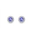 TANZANITE AND DIAMOND HALO STUD EARRINGS IN WHITE GOLD - TANZANITE EARRINGS - EARRINGS