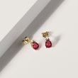 RUBY AND DIAMOND YELLOW GOLD PEAR EARRINGS - RUBY EARRINGS - EARRINGS