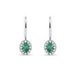 OVAL EMERALD AND DIAMOND WHITE GOLD HALO EARRINGS - EMERALD EARRINGS - EARRINGS