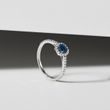 SAPPHIRE AND DIAMOND ENGAGEMENT RING IN WHITE GOLD - SAPPHIRE RINGS - RINGS