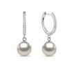 BOUCLES D'OREILLES EN OR BLANC AVEC PERLES ET DIAMANTS - BOUCLES D'OREILLES EN PERLES - PERLES