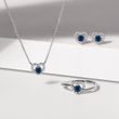 White Gold and Blue Sapphire Heart Jewelry Set