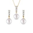 FRESHWATER PEARL EARRING AND NECKLACE SET IN YELLOW GOLD - PEARL SETS - PEARL JEWELRY