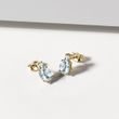 Aquamarine and diamond earrings in yellow gold