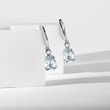 AQUAMARINE AND DIAMOND DROP EARRINGS IN WHITE GOLD - AQUAMARINE EARRINGS - EARRINGS