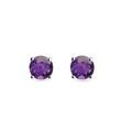 Round amethyst stud earrings in white gold