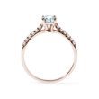 Diamond Ring in Rose Gol with Aquamarine