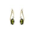 BOUCLES D'OREILLES EN OR AVEC MOLDAVITES ET DIAMANTS - BOUCLES D'OREILLES EN MOLDAVITE - BOUCLES D'OREILLES