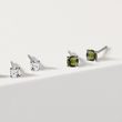 MOLDAVITE STUDS IN 14K WHITE GOLD - MOLDAVITE EARRINGS - EARRINGS