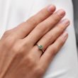 OVAL CUT EMERALD RING WITH DIAMONDS IN WHITE GOLD - EMERALD RINGS - 