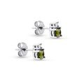 CLOUS D'OREILLES EN OR BLANC, MOLDAVITES ET DIAMANTS - BOUCLES D'OREILLES EN MOLDAVITE - BOUCLES D'OREILLES
