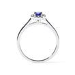 BLUE SAPPHIRE AND DIAMOND HALO RING IN WHITE GOLD - SAPPHIRE RINGS - 
