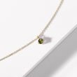 DAINTY YELLOW GOLD NECKLACE WITH MOLDAVITE - MOLDAVITE NECKLACES - NECKLACES