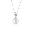 PENDENTIF EN OR ROSE AVEC PERLE ET DIAMANTS - PENDENTIFS EN PERLES - PERLES