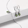 MOLDAVITE EARRING AND NECKLACE SET IN WHITE GOLD - GEMSTONE SETS - FINE JEWELRY