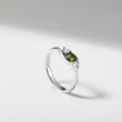 RING WITH MOLDAVITE AND DIAMONDS IN WHITE GOLD - MOLDAVITE RINGS - RINGS