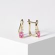 BOUCLES D'OREILLES EN OR JAUNE AVEC SAPHIRS ROSES ET DIAMANTS - BOUCLES D'OREILLES EN SAPHIR - BOUCLES D'OREILLES