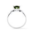 14K WHITE GOLD MOLDAVITE AND DIAMOND RING - MOLDAVITE RINGS - RINGS