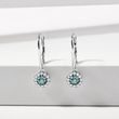 BLUE DIAMOND HALO DROP EARRINGS IN WHITE GOLD - DIAMOND EARRINGS - EARRINGS