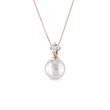 PENDANT WITH DIAMOND AND PEARL PINK GOLD - PEARL PENDANTS - PEARL JEWELRY