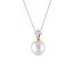 COLLIER EN OR ROSE AVEC DIAMANT ET PERLE - PENDENTIFS EN PERLES - PERLES