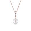 PENDENTIF EN OR ROSE AVEC PERLE ET 3 DIAMANTS - PENDENTIFS EN PERLES - PERLES