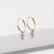 DIAMOND CROSS GOLD HOOP EARRINGS - DIAMOND EARRINGS - EARRINGS