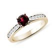 GARNET AND DIAMOND RING IN YELLOW GOLD - RINGE GRANAT - RINGE