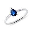 RING MADE OF WHITE GOLD WITH SAPPHIRE AND DIAMONDS - SAPPHIRE RINGS - RINGS