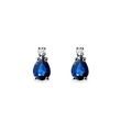 BOUCLES D'OREILLES EN OR BLANC AVEC SAPHIRS TAILLE POIRE ET DIAMANTS - BOUCLES D'OREILLES EN SAPHIR - BOUCLES D'OREILLES