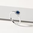 BLUE SAPPHIRE AND DIAMOND HALO RING IN WHITE GOLD - SAPPHIRE RINGS - 