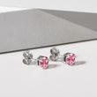 PINK SAPPHIRE STUD EARRINGS IN WHITE GOLD - SAPPHIRE EARRINGS - EARRINGS