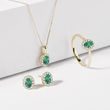 EMERALD AND DIAMOND GOLD HALO NECKLACE - EMERALD NECKLACES - NECKLACES