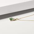 GREEN TOURMALINE AND DIAMOND NECKLACE IN YELLOW GOLD - TOURMALINE NECKLACES - 
