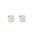 PUCES D'OREILLES EN OR BLANC SERTIES DE MORGANITES - BOUCLES D'OREILLES EN MORGANITE - BOUCLES D'OREILLES