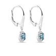 BLUE DIAMOND HALO DROP EARRINGS IN WHITE GOLD - DIAMOND EARRINGS - EARRINGS