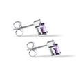 Earring Studs of White Gold with Brilliants and Amethyst