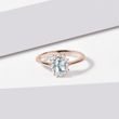 AQUAMARINE AND DIAMOND RING IN ROSE GOLD - AQUAMARINE RINGS - RINGS