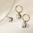 BOUCLES D'OREILLES OR CRÉOLES AVEC PERLE BAROQUE - BOUCLES D'OREILLES EN PERLES - PERLES