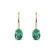 EMERALD AND DIAMOND GOLD DROP EARRINGS - EMERALD EARRINGS - EARRINGS