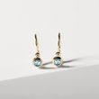 BOUCLES D'OREILLES POUR ENFANTS EN OR ET TOPAZE BLEUE - BOUCLES D'OREILLES POUR ENFANTS - BOUCLES D'OREILLES