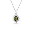 MOLDAVITE NECKLACE WITH DIAMONDS IN WHITE GOLD - MOLDAVITE NECKLACES - NECKLACES