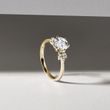 MOISSANITE AND DIAMOND RING IN YELLOW GOLD - YELLOW GOLD RINGS - RINGS