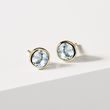 AQUAMARINE STUDS IN YELLOW GOLD - AQUAMARINE EARRINGS - EARRINGS