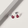 WHITE GOLD DROP EARRINGS WITH RUBIES AND DIAMONDS - RUBY EARRINGS - EARRINGS