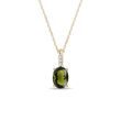 OVAL MOLDAVITE AND DIAMOND GOLD NECKLACE - MOLDAVITE NECKLACES - NECKLACES