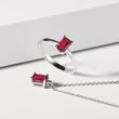 EMERALD CUT RUBY NECKLACE IN WHITE GOLD - RUBY NECKLACES - NECKLACES